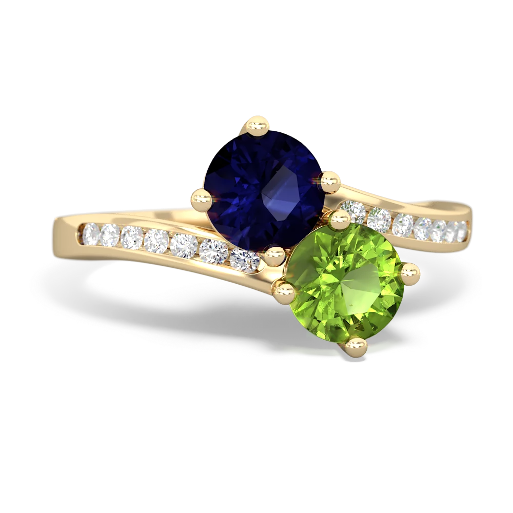 Sapphire Channel Set Two Stone 14K Yellow Gold ring R5303