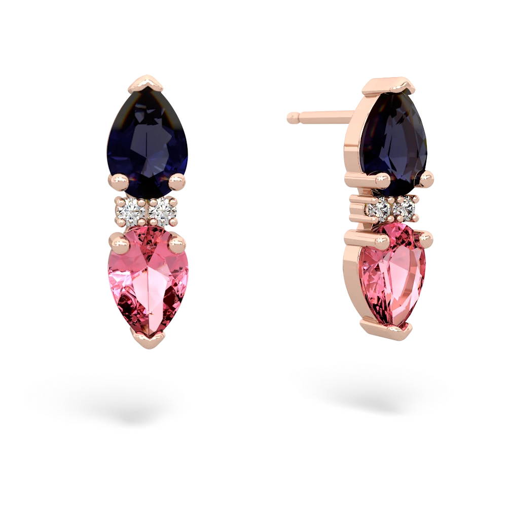 Sapphire Bowtie Drop 14K Rose Gold earrings E0865
