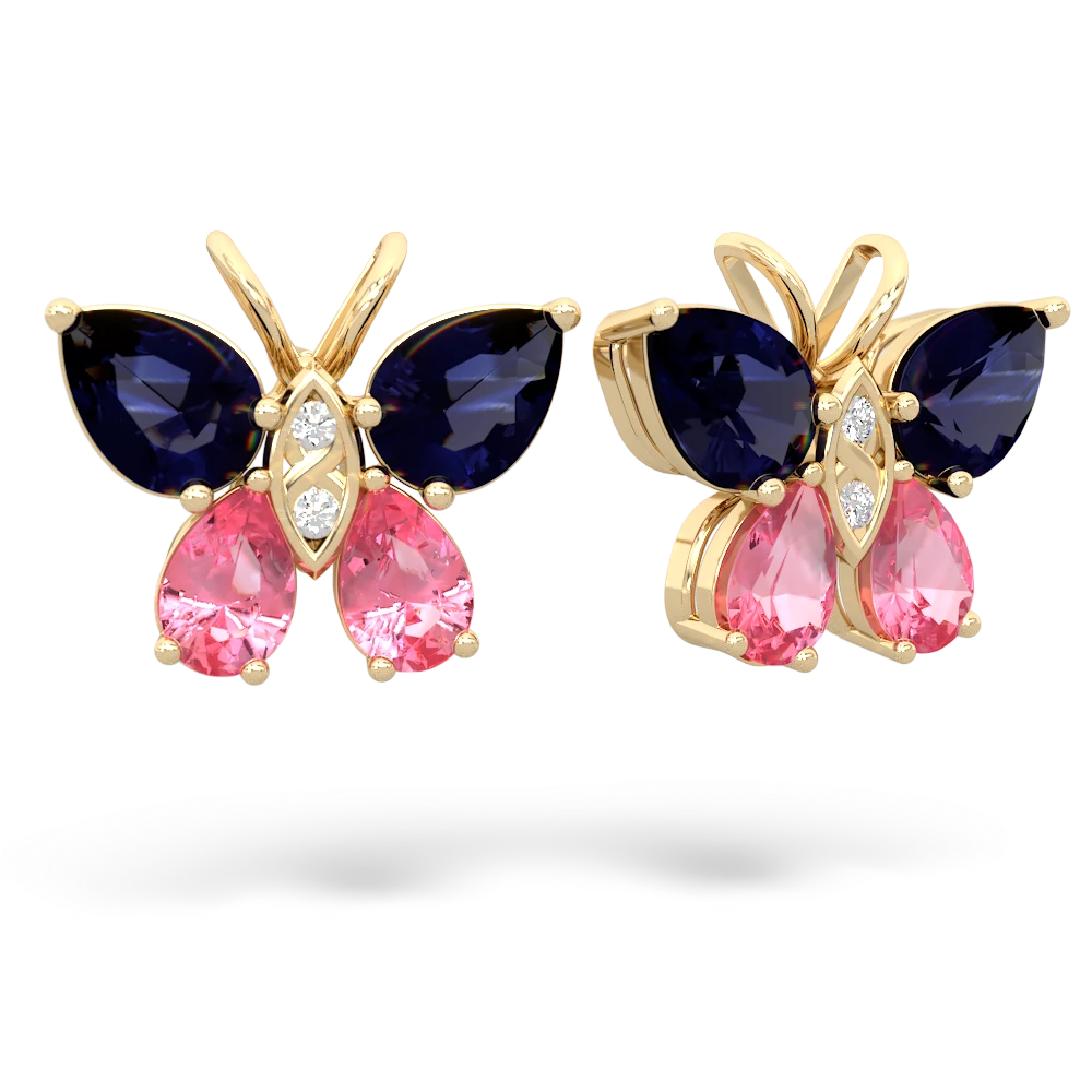 Sapphire Butterfly 14K Yellow Gold earrings E2215