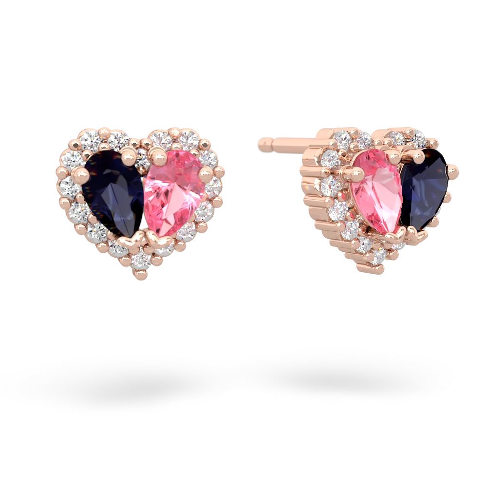 Sapphire Halo 14K Rose Gold earrings E7008