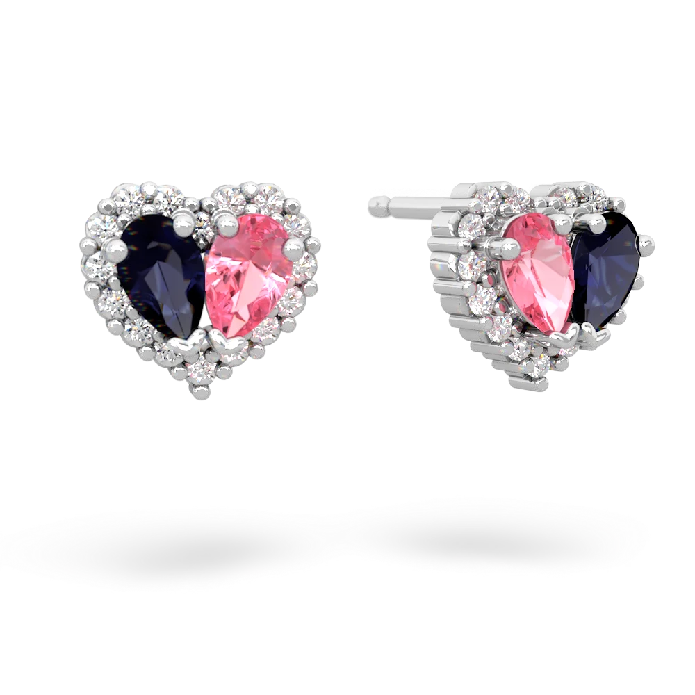 Sapphire Halo 14K White Gold earrings E7008