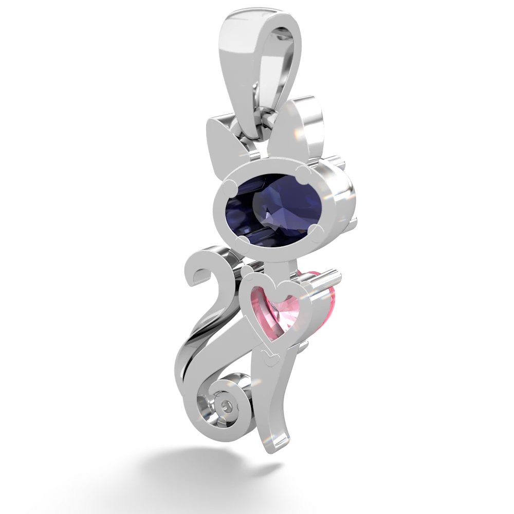 Sapphire Kitten 14K White Gold pendant P5780