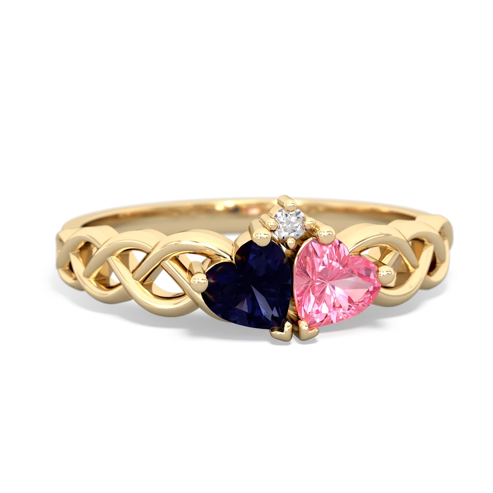 Sapphire Heart To Heart Braid 14K Yellow Gold ring R5870