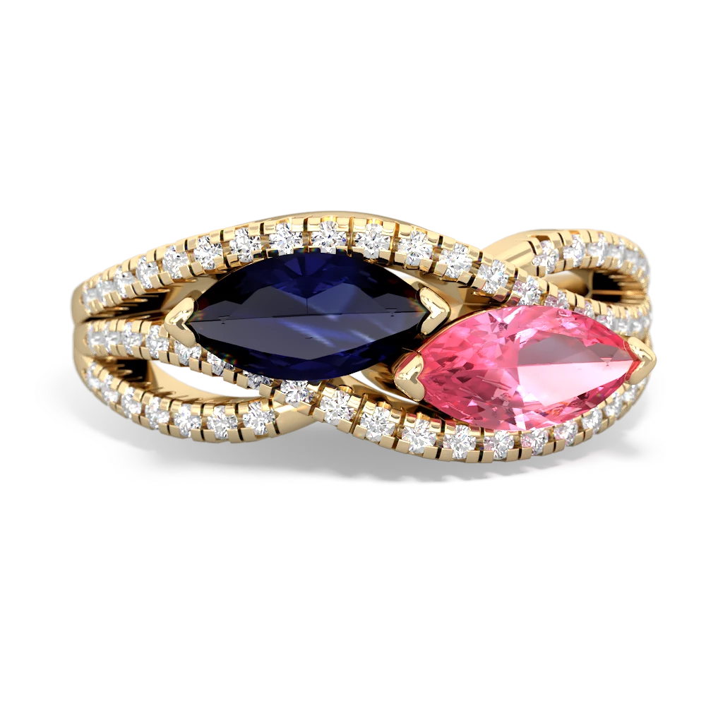 Sapphire Diamond Rivers 14K Yellow Gold ring R3070