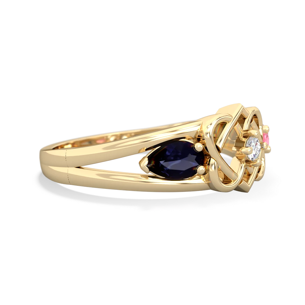 Sapphire Hearts Intertwined 14K Yellow Gold ring R5880