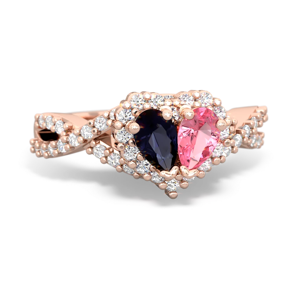 Sapphire Diamond Twist 'One Heart' 14K Rose Gold ring R2640HRT