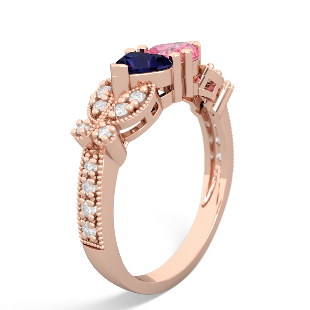 Sapphire Diamond Butterflies 14K Rose Gold ring R5601