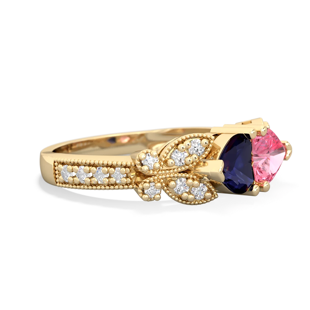 Sapphire Diamond Butterflies 14K Yellow Gold ring R5601