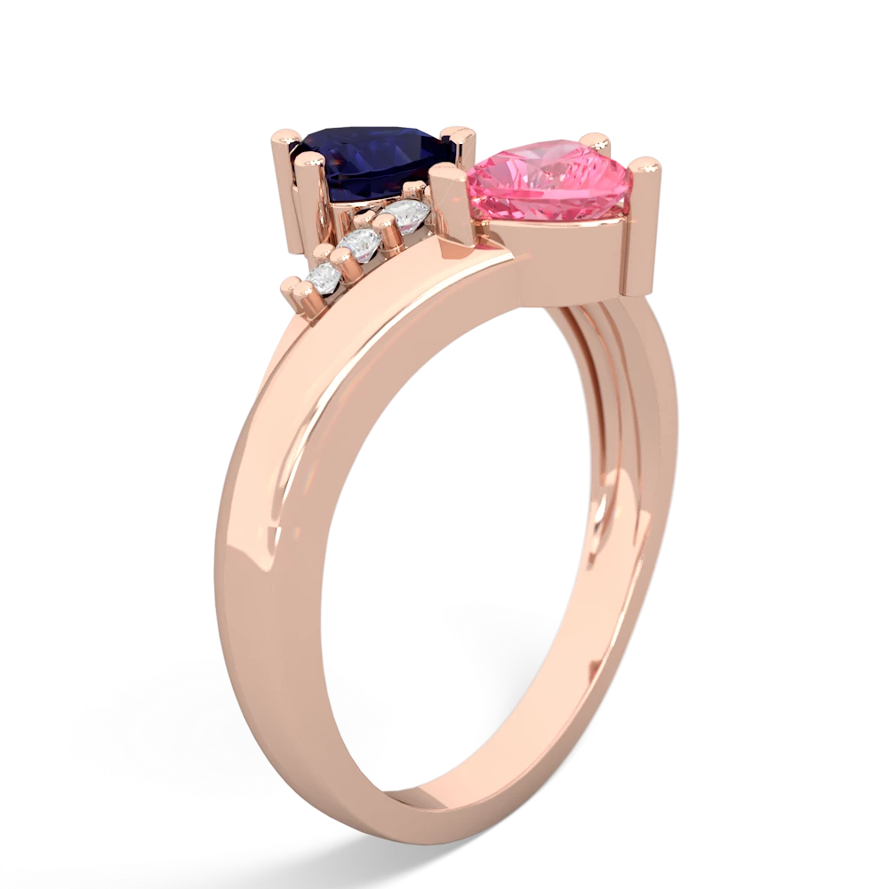 Sapphire Heart To Heart 14K Rose Gold ring R2064