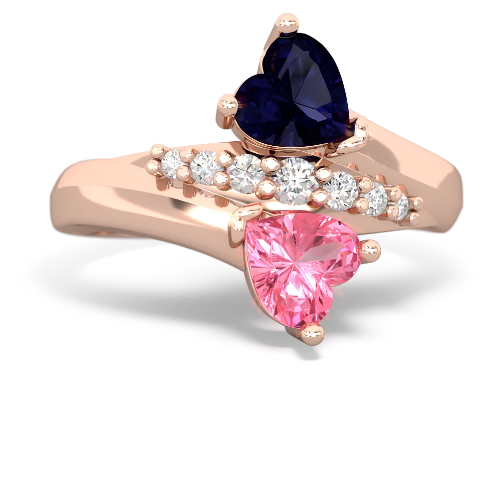 Sapphire Heart To Heart 14K Rose Gold ring R2064