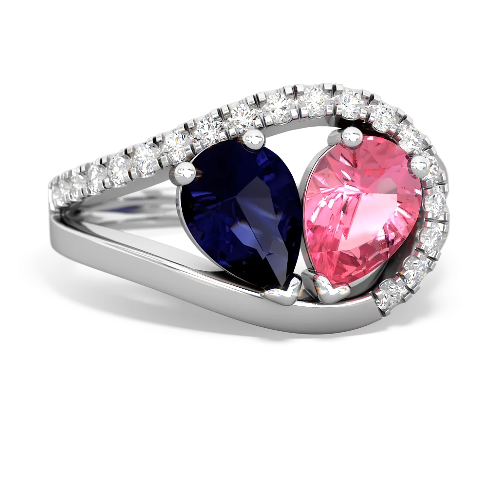 Sapphire Nestled Heart Keepsake 14K White Gold ring R5650