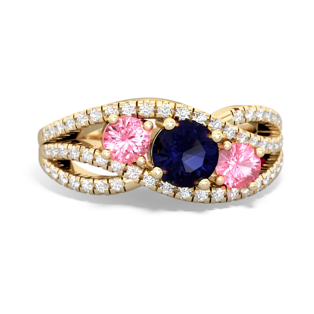 Sapphire Three Stone Aurora 14K Yellow Gold ring R3080