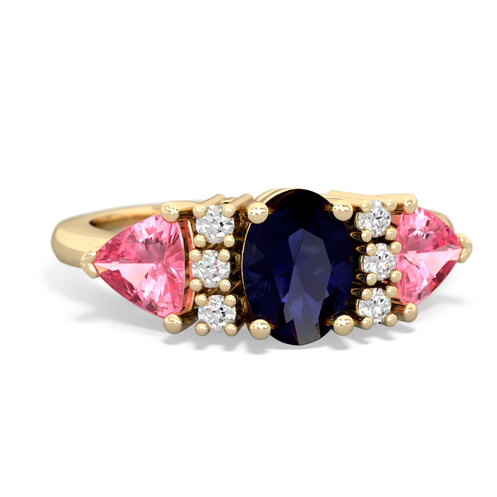 Sapphire Antique Style Three Stone 14K Yellow Gold ring R2186