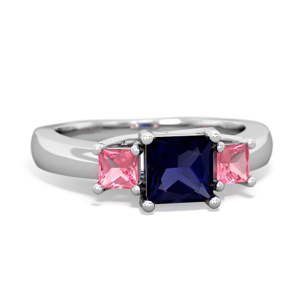 Sapphire Three Stone Trellis 14K White Gold ring R4015