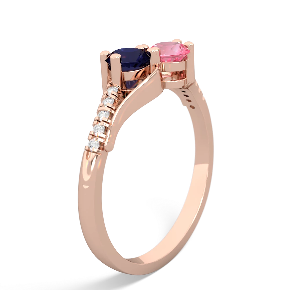 Sapphire Infinity Pave Two Stone 14K Rose Gold ring R5285