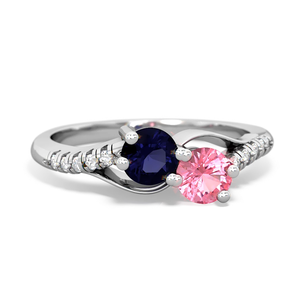 Sapphire Infinity Pave Two Stone 14K White Gold ring R5285