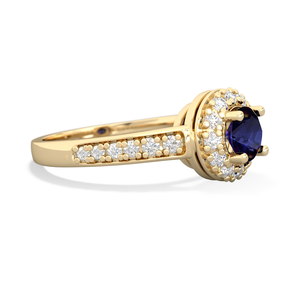 Sapphire Diamond Halo 14K Yellow Gold ring R5370