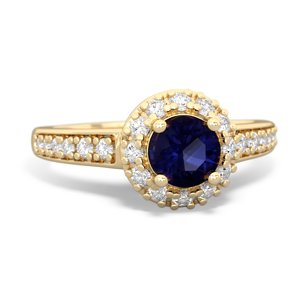 Sapphire Diamond Halo 14K Yellow Gold ring R5370