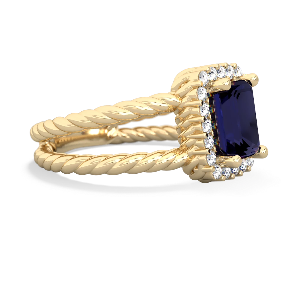 Sapphire Rope Split Band 14K Yellow Gold ring R2628