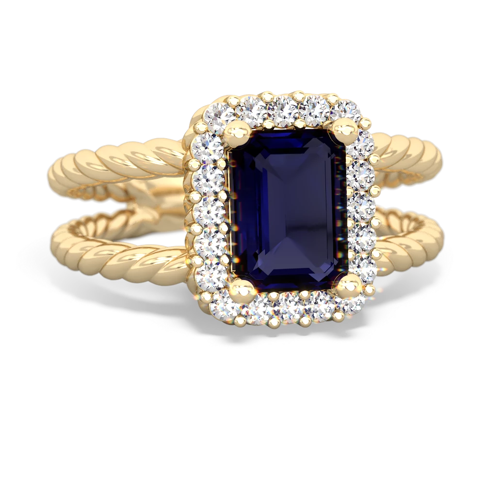 Sapphire Rope Split Band 14K Yellow Gold ring R2628