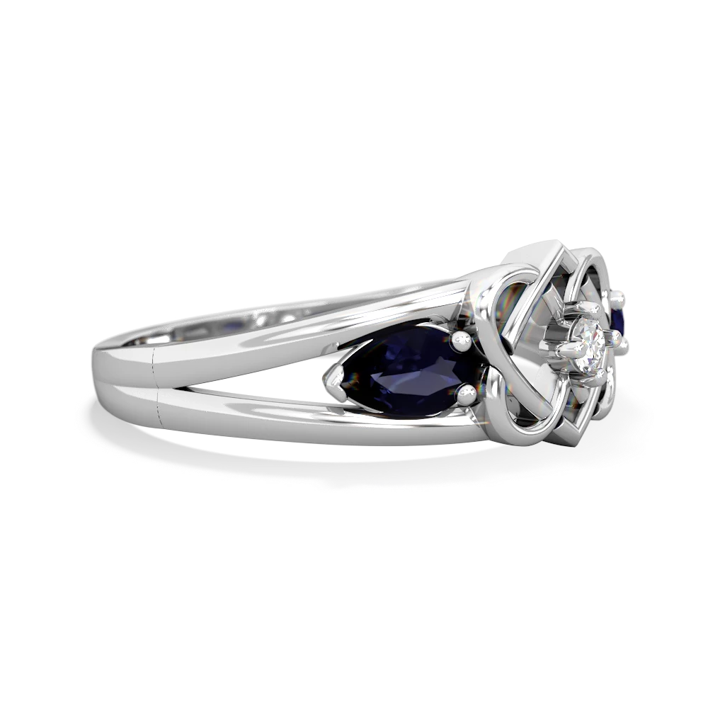 Sapphire Hearts Intertwined 14K White Gold ring R5880