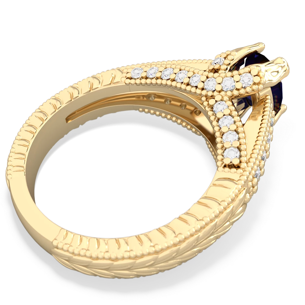 Sapphire Antique Style Milgrain Diamond 14K Yellow Gold ring R2028