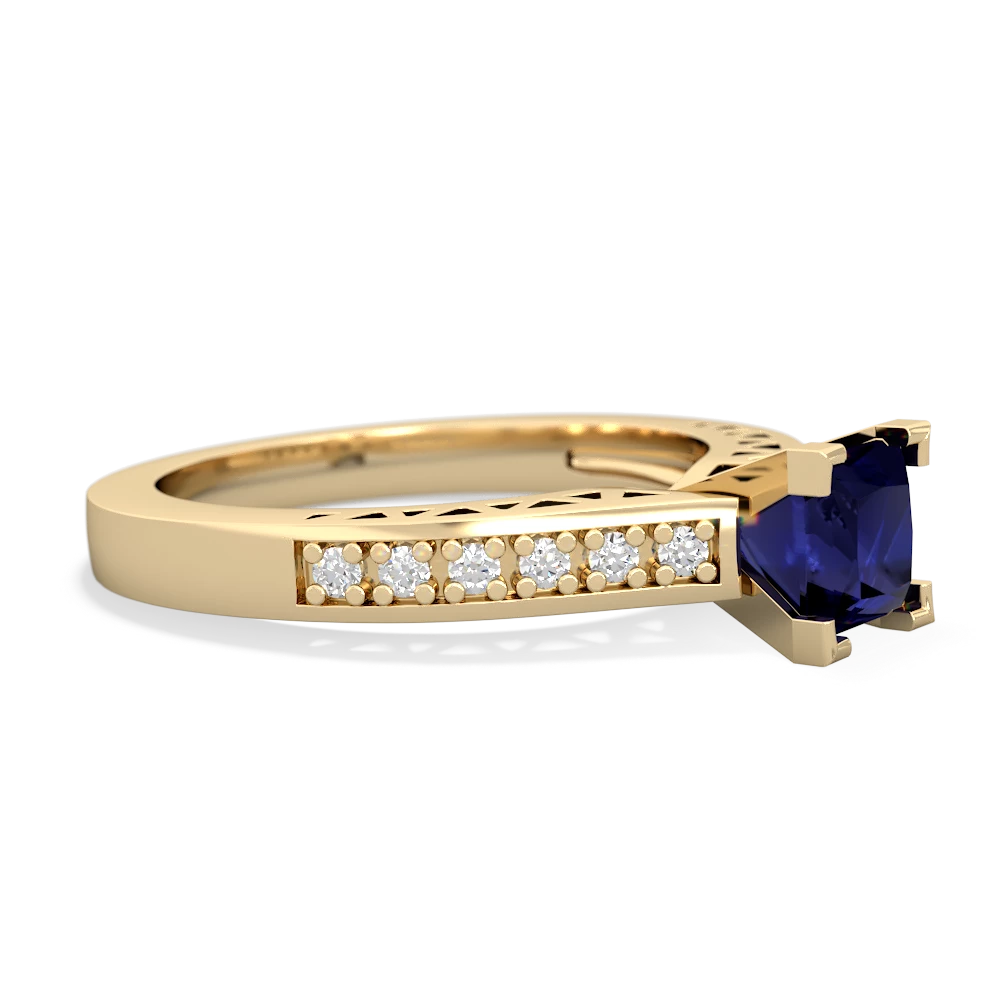 Sapphire Art Deco Engagement 5Mm Square 14K Yellow Gold ring R26355SQ