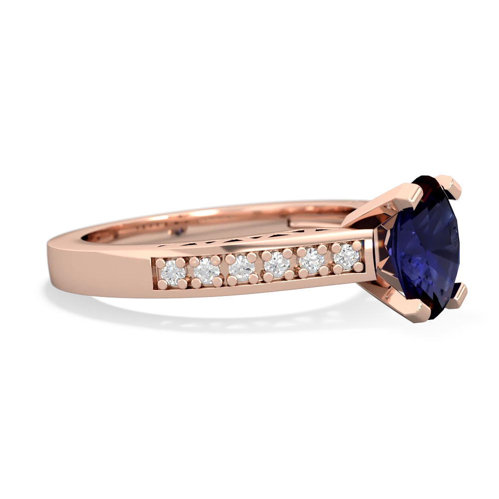 Sapphire Art Deco Engagement 8X6mm Oval 14K Rose Gold ring R26358VL