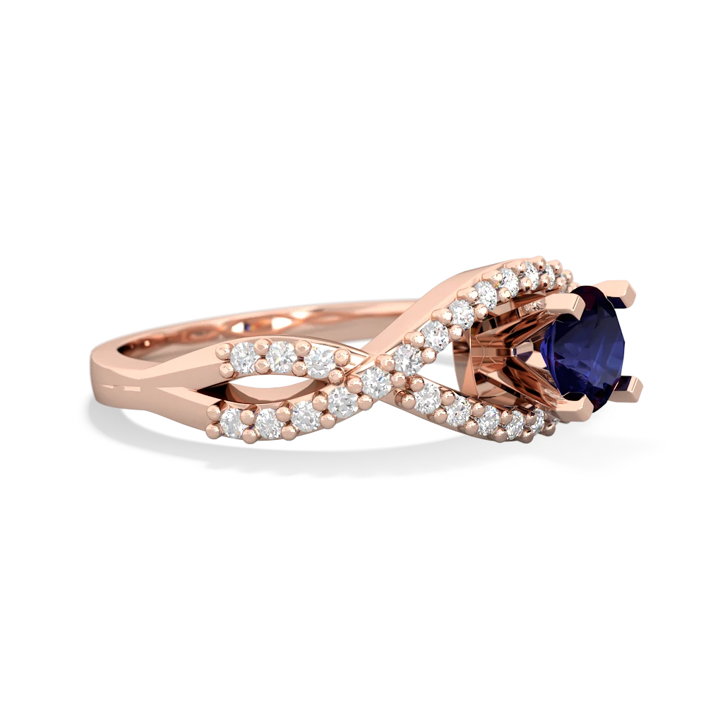 Sapphire Diamond Twist 5Mm Round Engagment  14K Rose Gold ring R26405RD