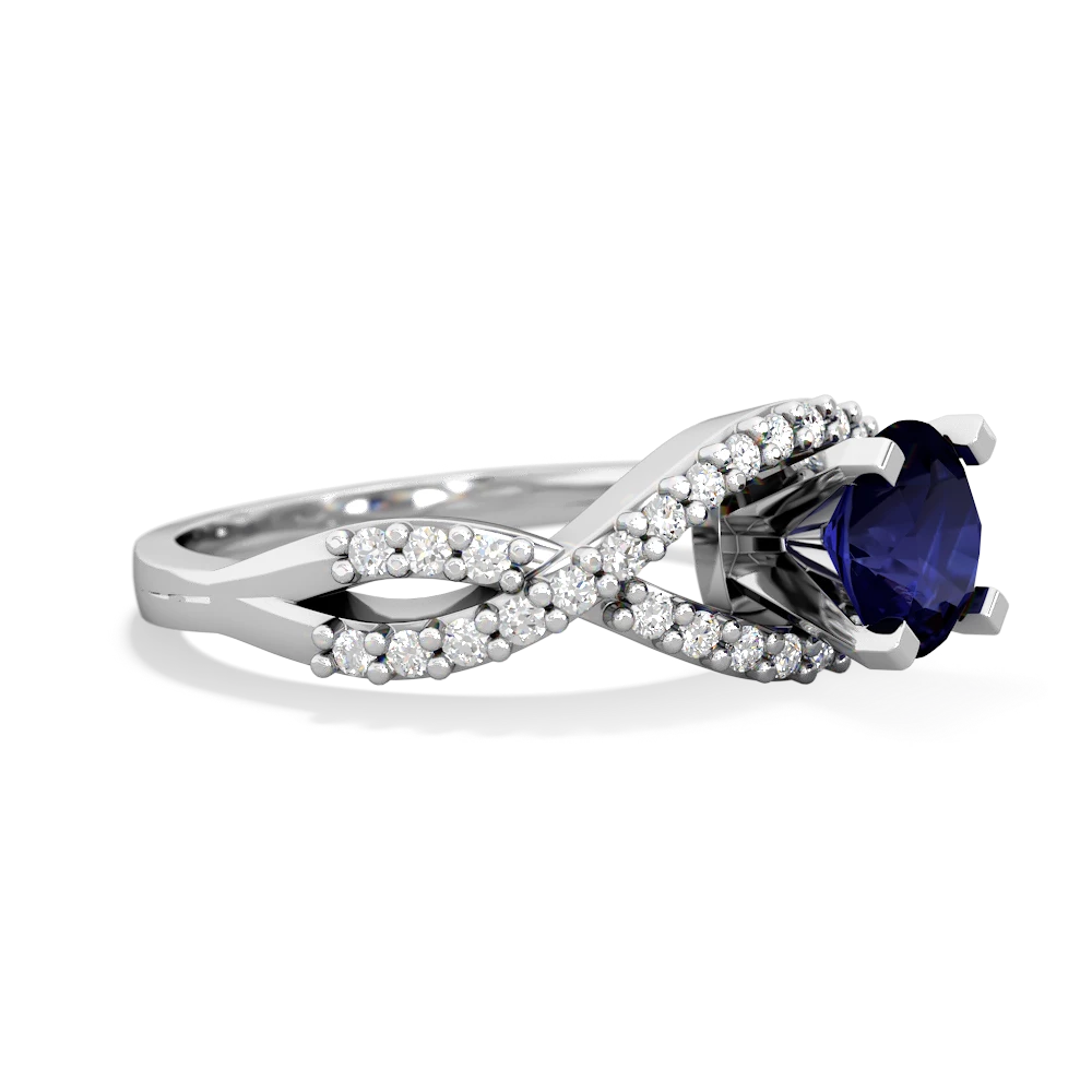 Sapphire Diamond Twist 6Mm Round Engagment  14K White Gold ring R26406RD