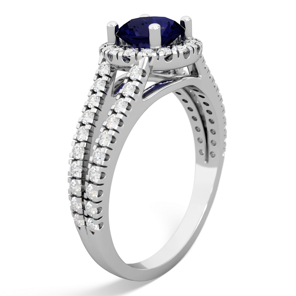 Sapphire Pave Halo 14K White Gold ring R5490