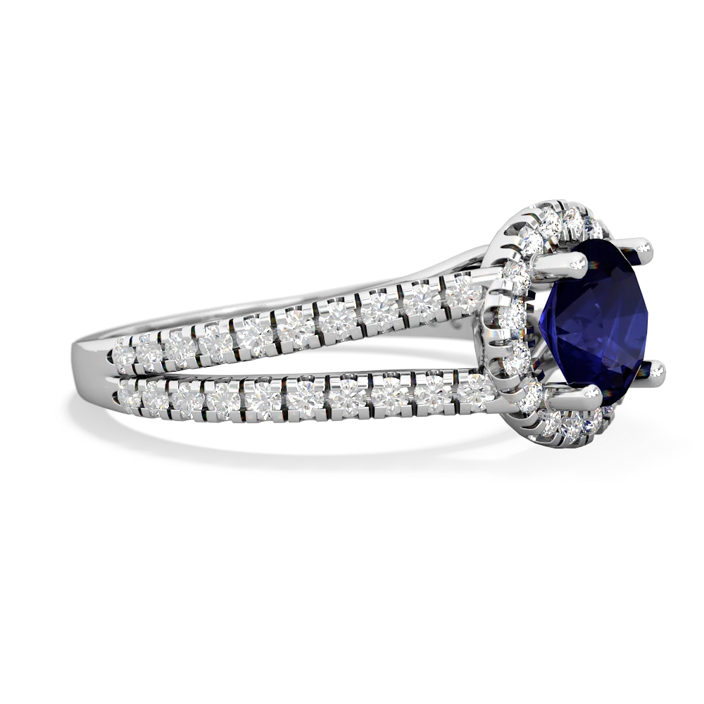 Sapphire Pave Halo 14K White Gold ring R5490