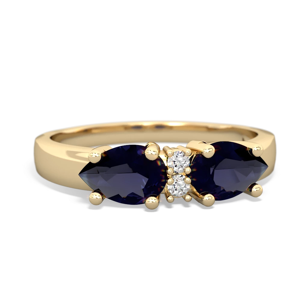 Sapphire Pear Bowtie 14K Yellow Gold ring R0865