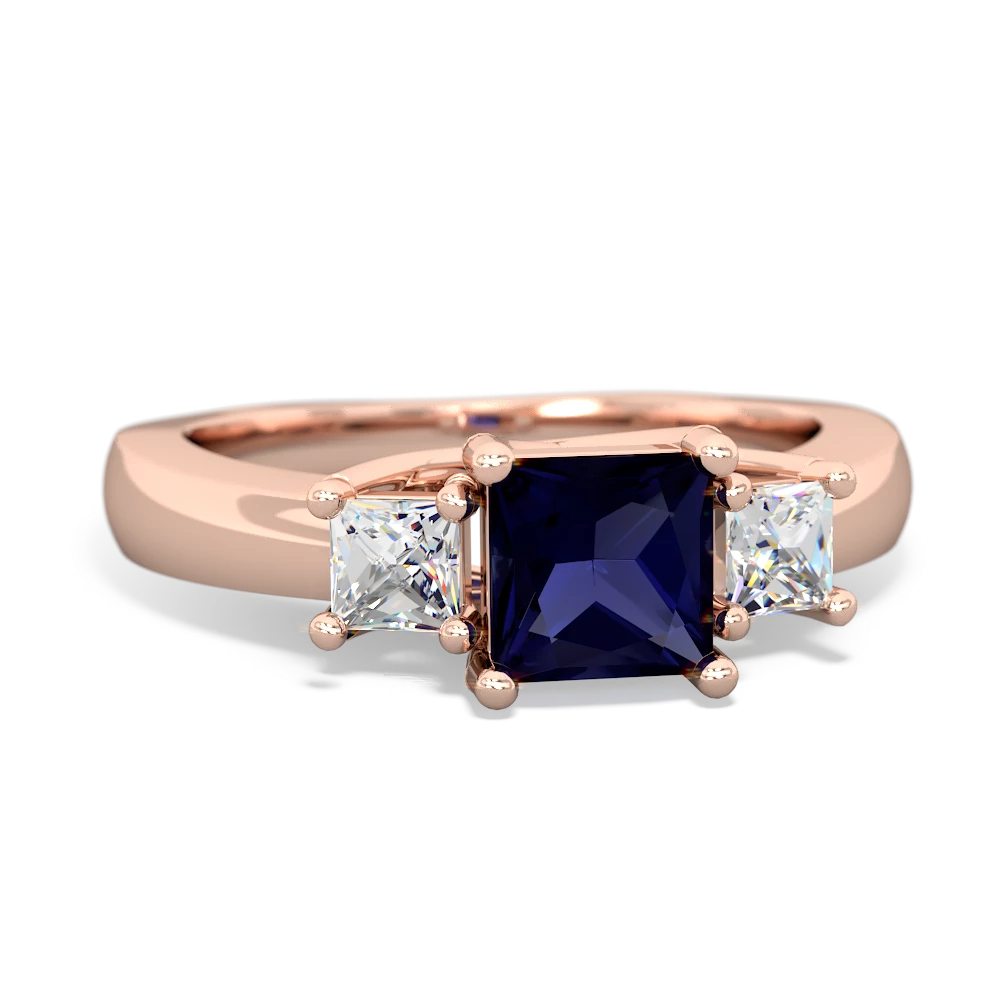 Sapphire Three Stone Trellis 14K Rose Gold ring R4015