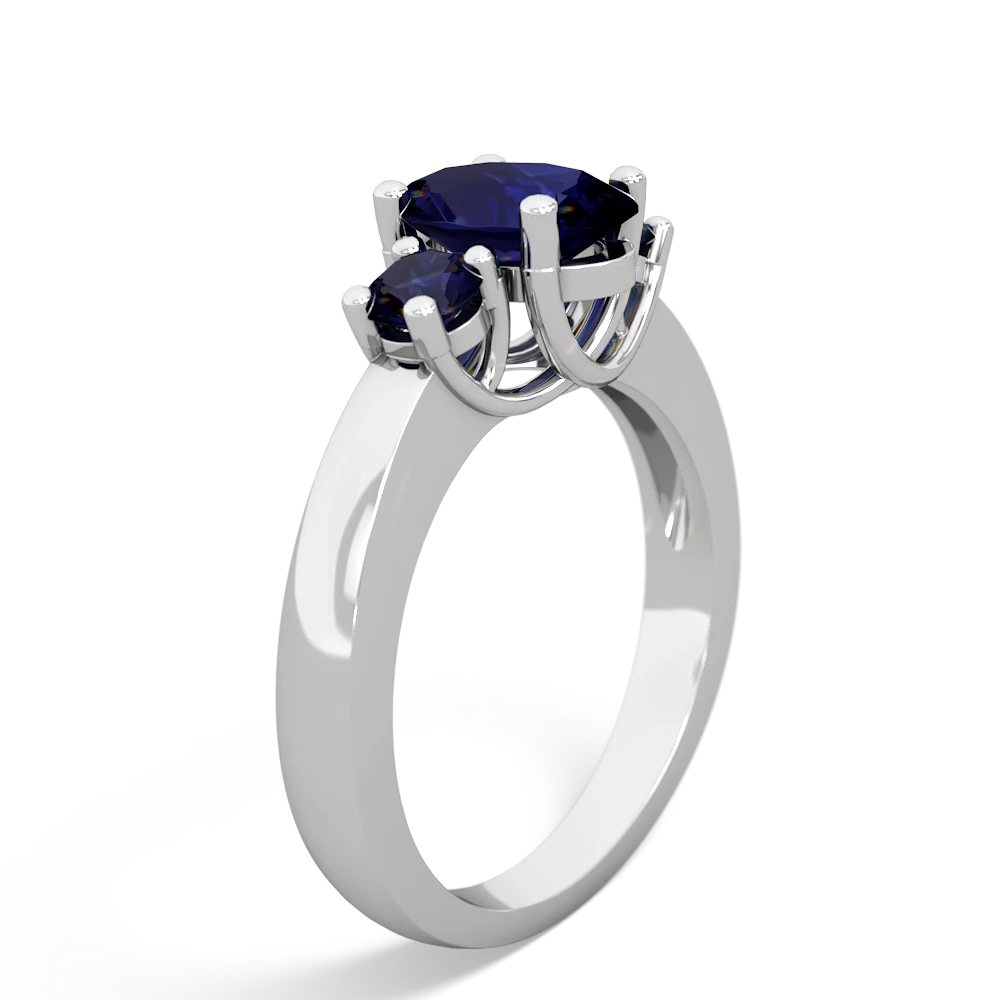 Sapphire Three Stone Oval Trellis 14K White Gold ring R4024