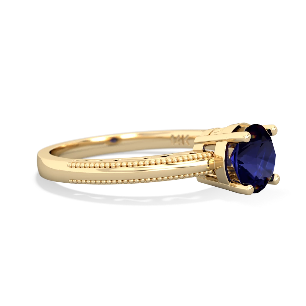 Sapphire Milgrain Filigree 14K Yellow Gold ring R5090