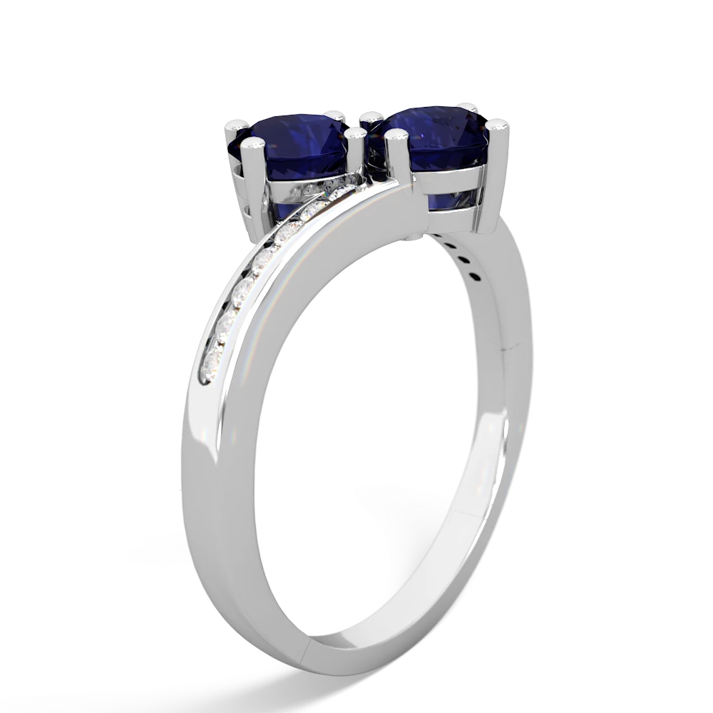 Sapphire Channel Set Two Stone 14K White Gold ring R5303