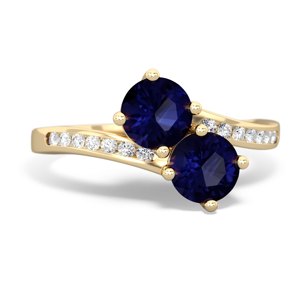 Sapphire Channel Set Two Stone 14K Yellow Gold ring R5303