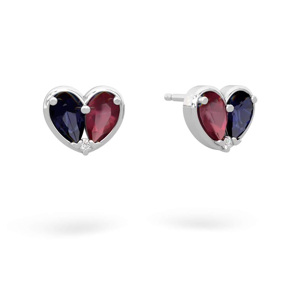 Sapphire 'Our Heart' 14K White Gold earrings E5072