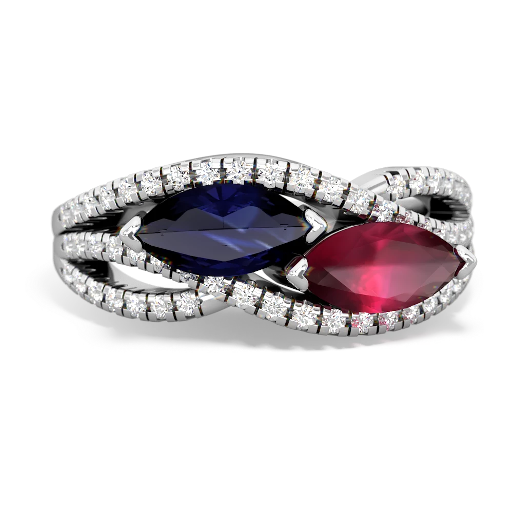 Sapphire Diamond Rivers 14K White Gold ring R3070