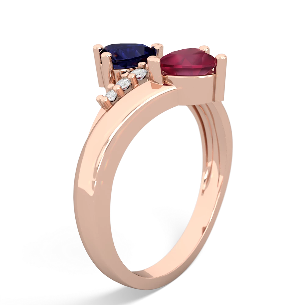 Sapphire Heart To Heart 14K Rose Gold ring R2064