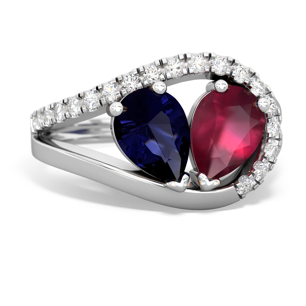 Sapphire Nestled Heart Keepsake 14K White Gold ring R5650