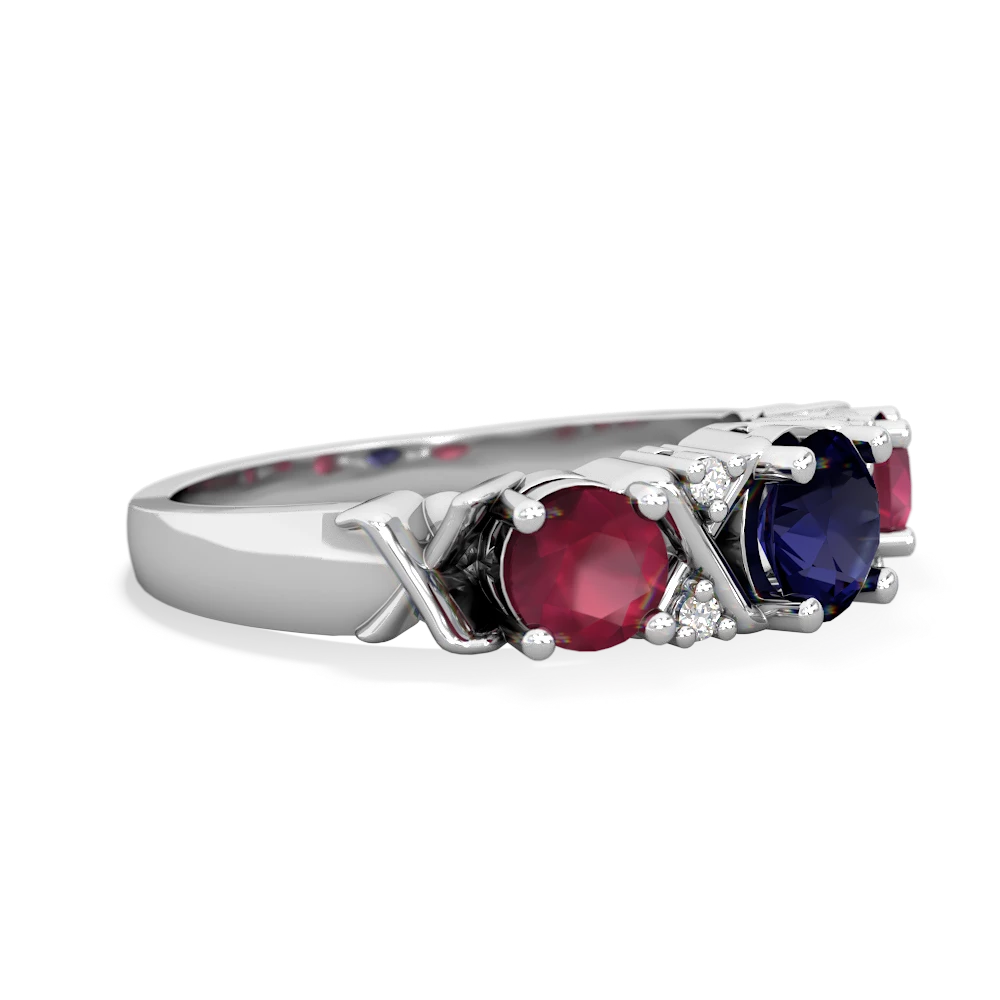 Sapphire Hugs And Kisses 14K White Gold ring R5016