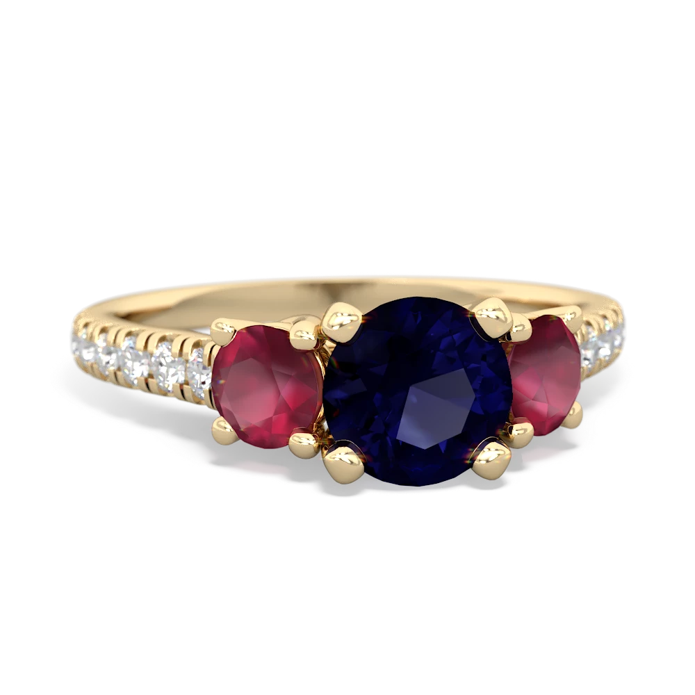 Sapphire Pave Trellis 14K Yellow Gold ring R5500