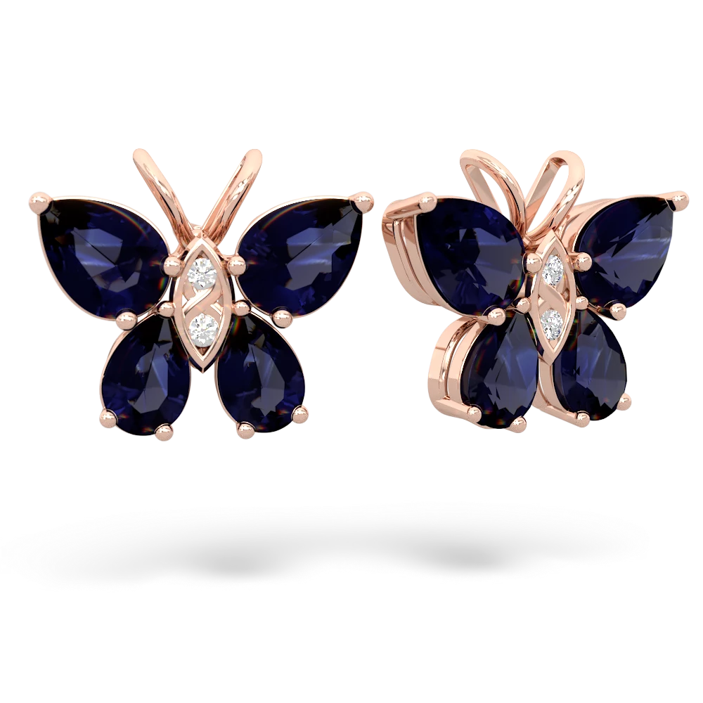 Sapphire Butterfly 14K Rose Gold earrings E2215