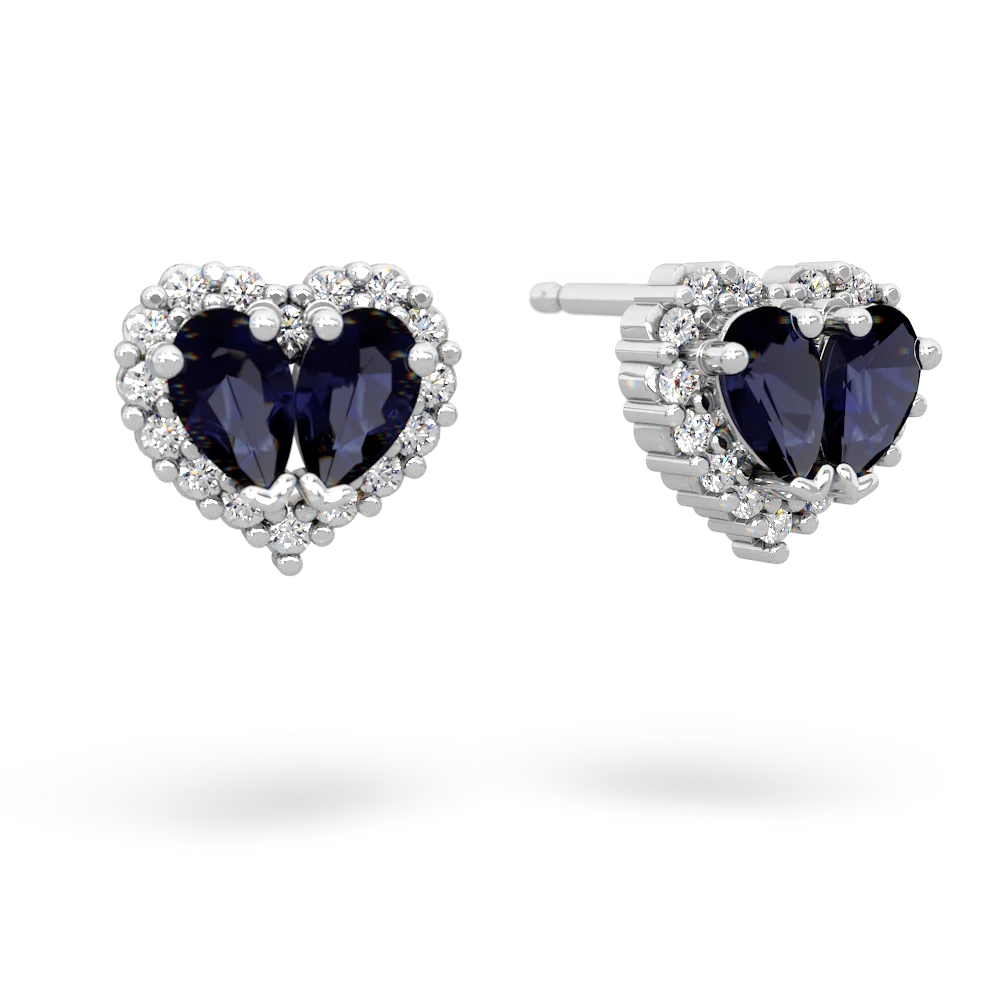 Sapphire Halo 14K White Gold earrings E7008