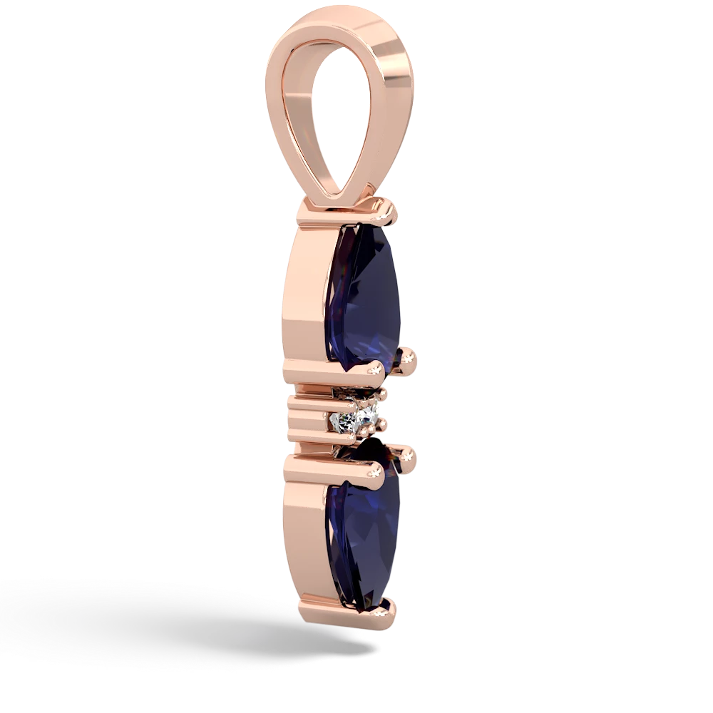 Sapphire Bowtie Drop 14K Rose Gold pendant P0865