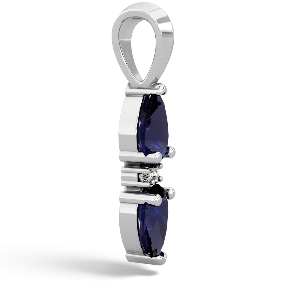 Sapphire Bowtie Drop 14K White Gold pendant P0865