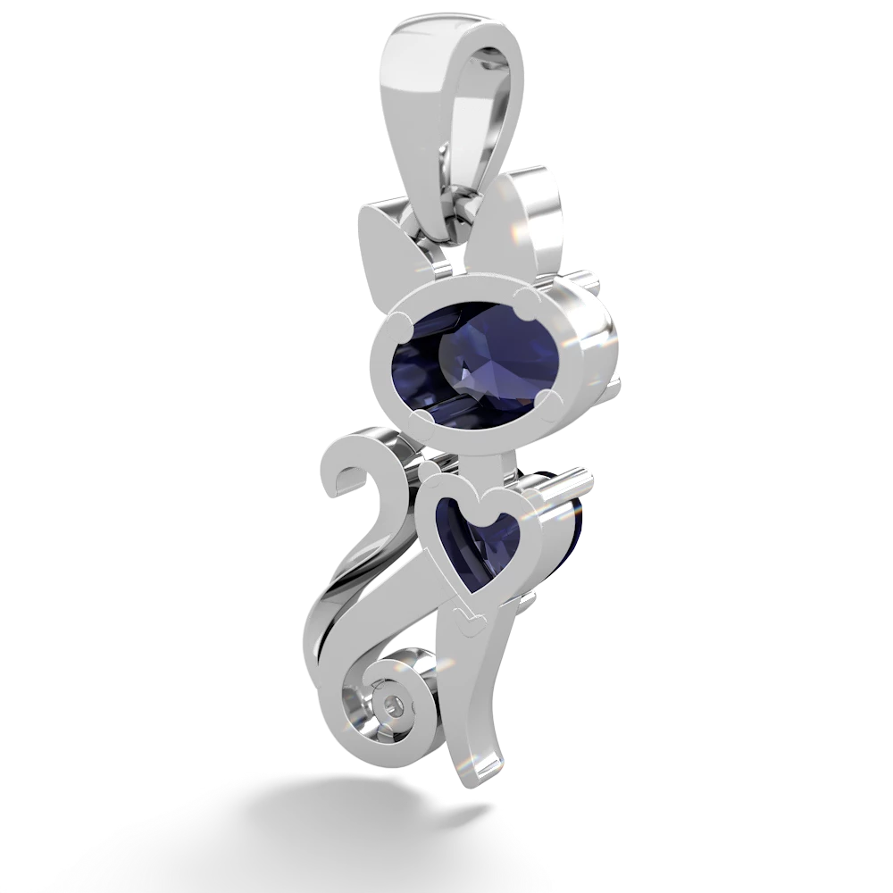 Sapphire Kitten 14K White Gold pendant P5780