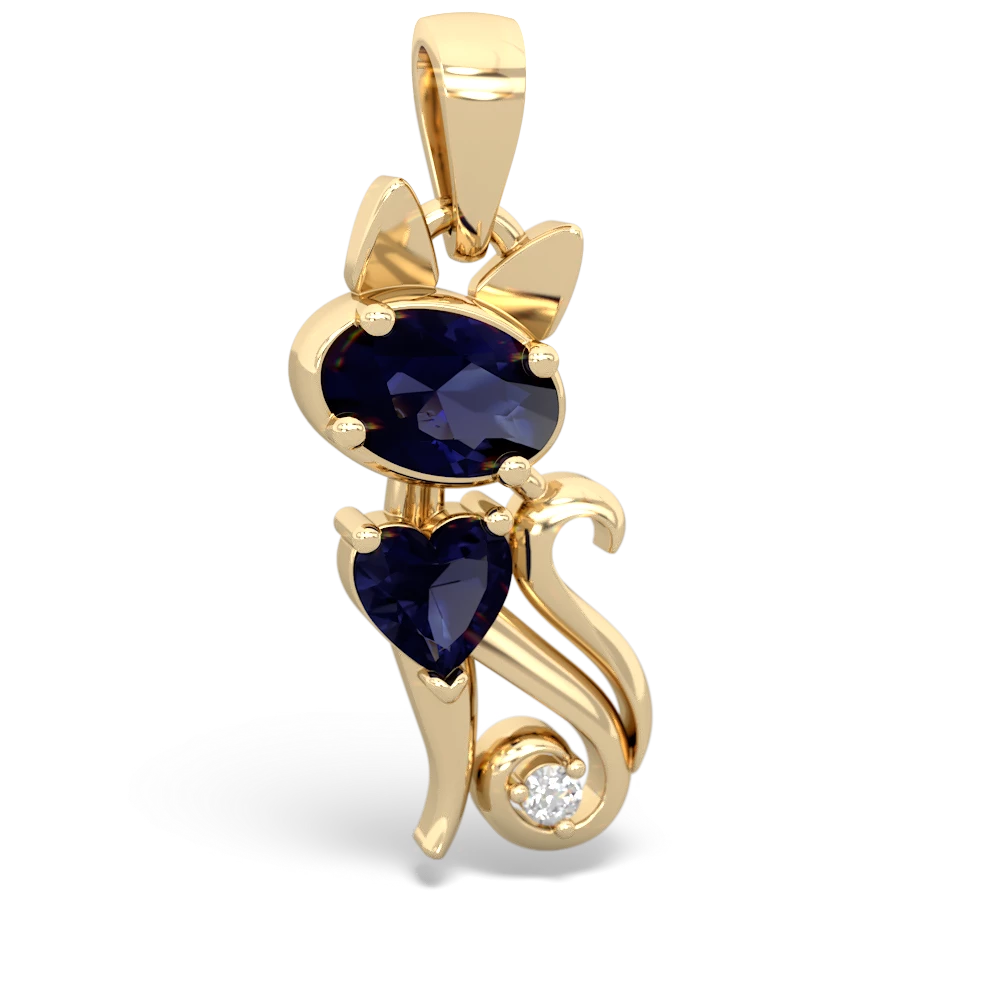 Sapphire Kitten 14K Yellow Gold pendant P5780